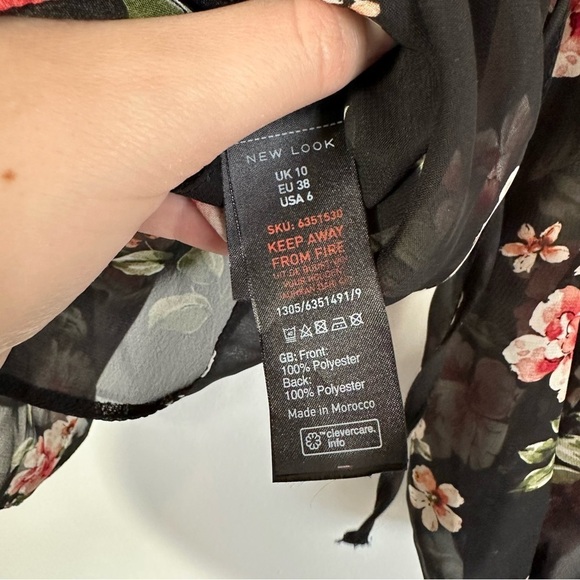 ASOS New Look Floral Peplum Blouse Size 6 - Picture 8 of 11